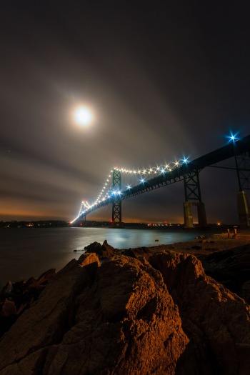 Mount Hope Bridge at Night