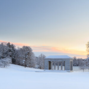 The Temple of Music at Roger Williams Park, Providence, Rhode Island, photographed under soft pastel skies before sunrise.
