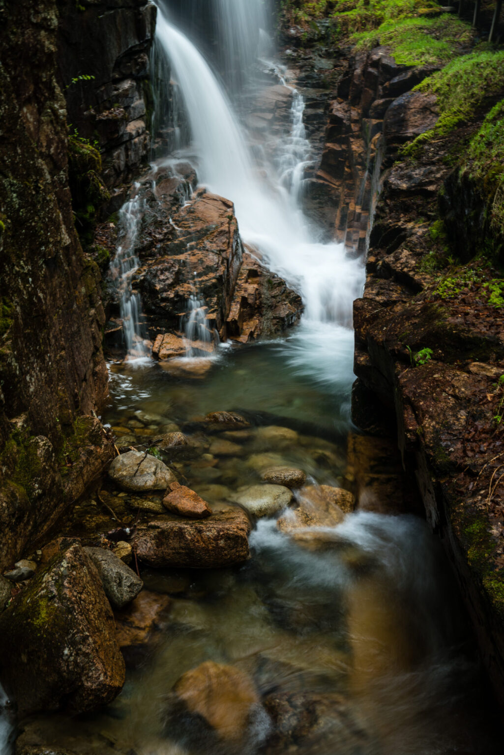 A waterfall in the New Hampshire woods