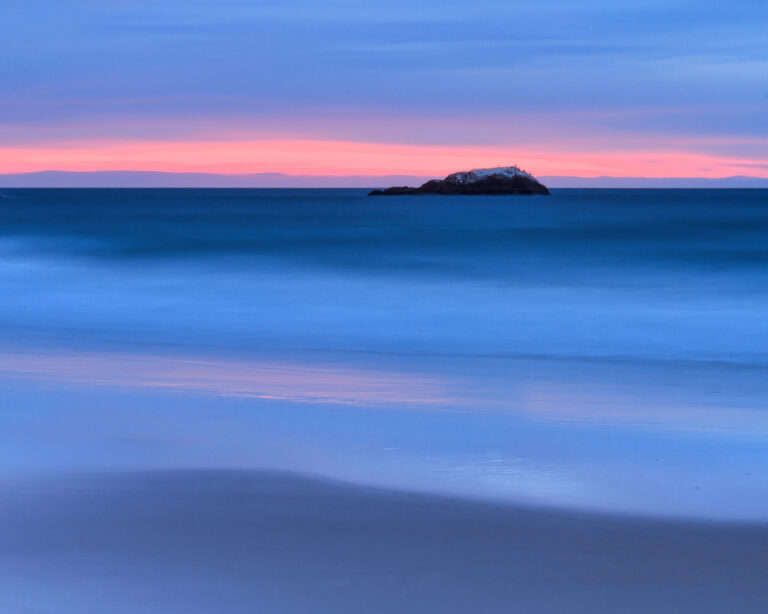 Sunrise at Narragansett Beach, Rhode Island, with Whale Rock, the remaining lighthouse foundation