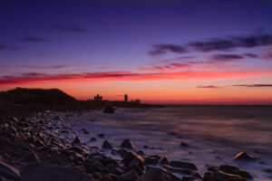 Point Judith Lighthouse at dawn, fine art seascape photograph by Mike Dooley