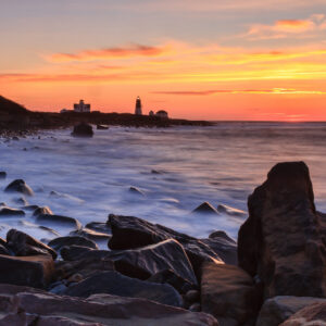 Sunrise at Point Judith Lighthouse, New England seascape photograph by Mike Dooley
