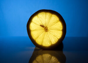 Close-up of a lemon slice, photographed as a fine art print by Mike Dooley.