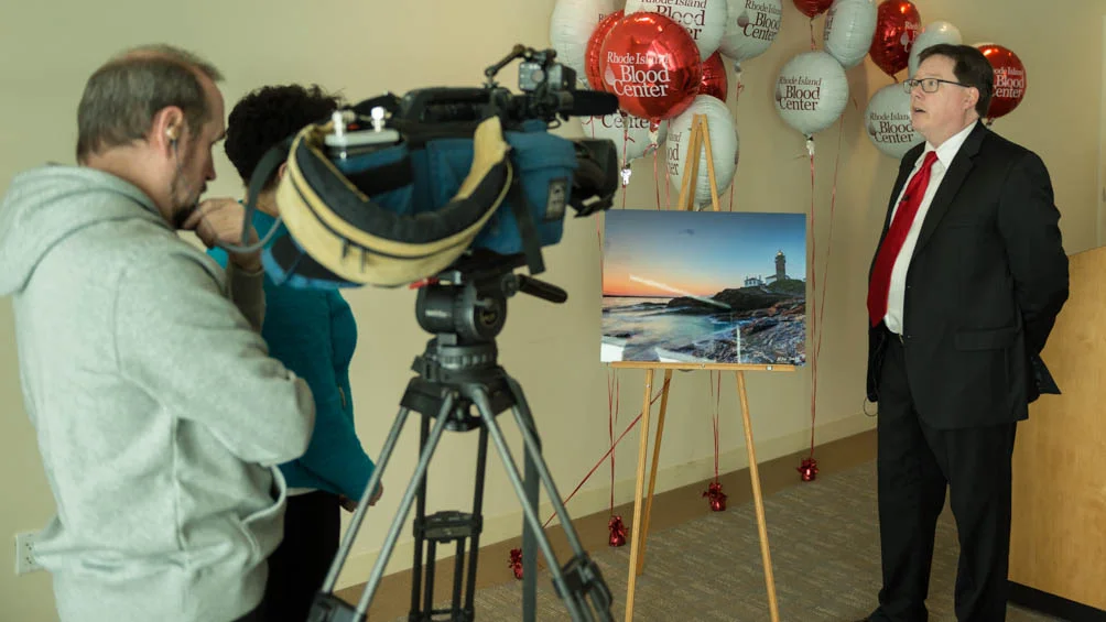 Interview with WJAR 10 News at the 2015 RI Blood Center Seasons Pass press conference
